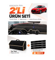 e-biz SUZUKI SWİFT (2017-2020) Uyumlu Torpido Örtüsü + Tay Tüyü Bagaj Çantası - Siyah-Bej - SZ003