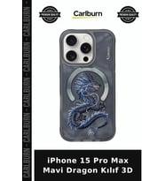 iPhone 15 Pro Max Mavi Dragon Kılıf 3D Cihaz Kılıfları Kamera Korumalı Günlük Kullanım