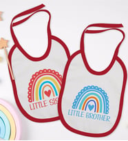 BK Kids Little Sister ve Brother Tasarımlı 2’li Kırmızı Mama Önlüğü-1