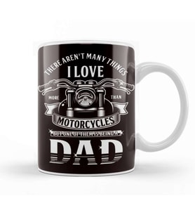 Dad Motorcycle Biker Father Daddy Papa Poppa Stepdad Husband Kupa Bardak Porselen