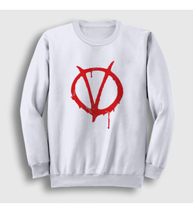 Presmono Unisex Beyaz Logo Film V For Vendetta Sweatshirt 255651tt (Beyaz)