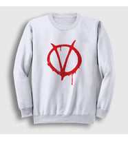 Presmono Unisex Beyaz Logo Film V For Vendetta Sweatshirt 255651tt (Beyaz)