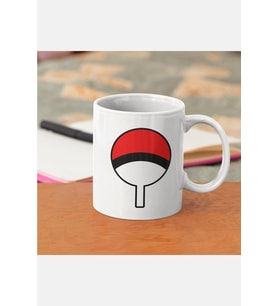 Naruto Shippuden Uchiha Logo Kupa Bardak (Beyaz)