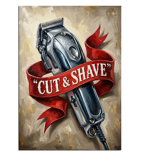 Cut Shave Berber Makinesi İkonu Dekoratif Kanvas - Mdf Ahşap Tablo