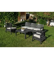 Omnipazar SY-2493 Solemare 3'lü Bahçe Oturma Grubu Koltuk Takımı Antrasit (116)
