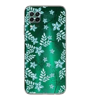 Huawei P40 Lite  Kamera korumalı Kapak Floral Su Yeşili Tasarımlı  Şeffaf Kılıf