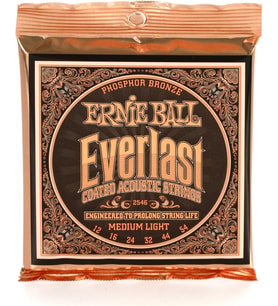 Ernie Ball Everlast Orta Hafif Kaplamalı Fosfor Bronz Akustik Gitar Telleri, Ölçü 12-54