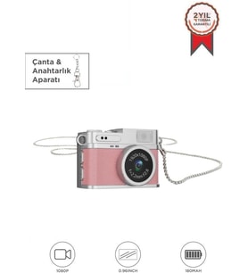 Mini Dijital Kamera Selfie Video Vlog Kamerası Mini Anahtarlık 1080P CMR35 Pembe