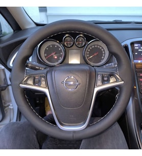 DİKİŞLİ DİREKSİYON KILIFI SİYAH DERİ GRİ DİKİŞLİ OPEL ASTRA J  İNSİGNİA İÇİN