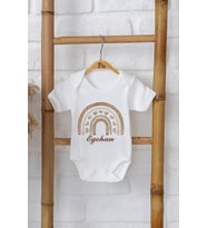Pia Baby Premium %100 Pamuk İsme Özel Organik Baskılı Çıtçıtlı Bebek Body Zıbın Modelleri 5043-16 (Ekru)