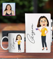 Kişiye Özel Karikatür Tasarım Defter Kalem Kupa Hediye Seti 96321