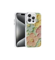 Apple iPhone 14 Pro Max Uyumlu Kılıf Çiçek Desenli Parlak Taşlı Sert Silikon Zore Garden Kapak (Çok Renkli)