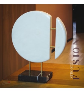 Modern Geometrik Mermer Heykel, Siyah Tabanlı–Şık Ev Dekorasyon Aksesuarı - Mükemel orijinal tasarım