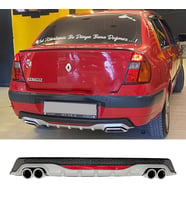 Renault Clio Mk2 Sedan Gri Difüzör Difizör Yuvarlak Egzoz Görünüm Reflektörlü