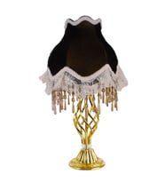 Haki Yeşil Kadife Kaplı Vintage Abajur Gold Kaplama Metal Ayak  30x50cm AB1004 (Haki-Yeşil)