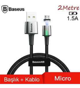 Baseus Zinc Magnetic Usb Kablo Şarj Android Mikro Başlık 2Metre 1.5A-(5775) - 1OL9777-4846
