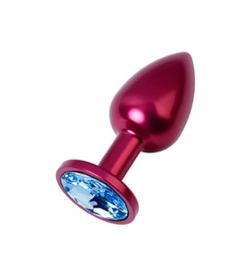 Metal Mavi Taşlı Kırmızı  Plug Küçük Boy