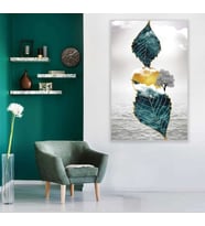 Yeşil Yapraklar Cam Tablo