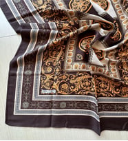 Ladycoco Soft Pamuklu Daire Desenli Şal (Koyu Kahverengi )