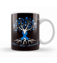 Blue Ribbon Tree Heart Child Abuse Prevention Month Support Kupa Bardak Porselen