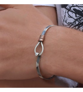 Otantik Damla Model Gümüş Kelepçe