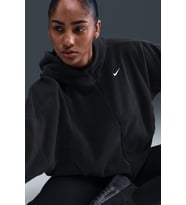 Nike One Oversize Therma-Fit Full Zip Womens Sweatshirt Bol Kesim Tam Fermuar Kapüşonlu Polar Kadın Sweatshirt Siyah