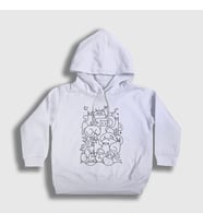 Presmono Unisex Çocuk Beyaz Cats Everywhere Kedili Kapüşonlu Sweatshirt 317208tt