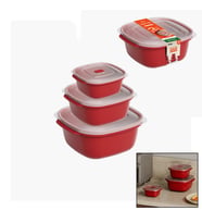 3 PCS KIRMIZI KARE SAKLAMA KABI SET 550-1100-2200ML (5343)