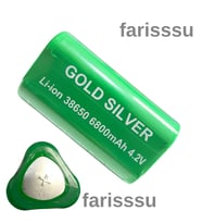 Gold Silver 38650 6800mAh 4.2V Li-ion Şarjlı Pil – El Feneri ve Elektronik Cihazlar İçin