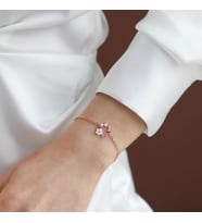 İnci ve Çiçek Motifli Rose Gold Kaplama Gümüş Bileklik