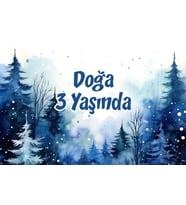 Kış ve Evler Temalı Doğum Günü Afişi 100x150 cm
