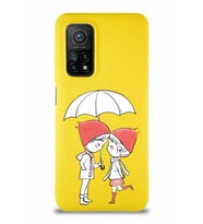 Xiaomi Mi 10T Pro Soft Premier Kapak Aşk Tasarımlı Silikon Kılıf - Sarı (Şeffaf)