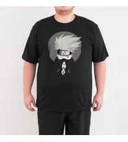 Bant Giyim - Naruto Kakashi 4XL Büyük Beden Siyah Erkek Tişört (Siyah - Beyaz)