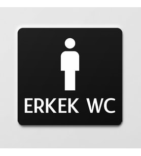 Erkek WC Levhası Ofis Yönlendirme Kapı İsimlik Tuvalet Tabela (Siyah)