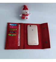 Woodensea  Kırmızı Deri Telefonluk Kartlık Kağıt Para Cüzdanı Organizer  El Yapımı