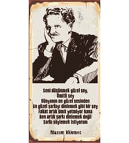 Nazım Hikmet - Retro Ahşap Poster – Özel Koleksiyon – Hbb