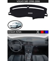 Volvo S80 1998-2006 Için Uygun Torpido Koruma Halısı Siyah Kenar Renk Siyah