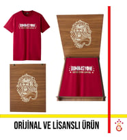 Galatasaray Lisanslı 2026 Şampiyonluk Dominasyon Kırmızı Tişört Aslan Ahşap Kutulu
