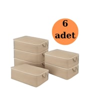 Formeya 6 Adet Büyük Boy Kahverengi Yatak Baza Altı Çok Amaçlı Hurç 64 x 45 x 22 Cm