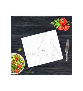 29x34cm - Siyah Beyaz Mermer - Cam Kesme Tahtası