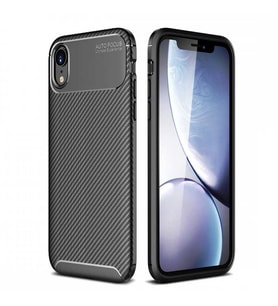 Apple iPhone XR Karbon Desenli Negro Silikon Kılıf (Siyah)