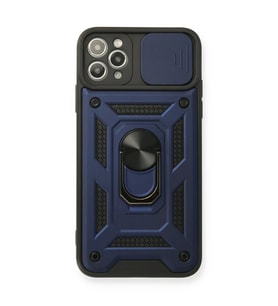 Apple iPhone 11 Pro Max Kılıf Pars Lens Yüzüklü Silikon - Lacivert