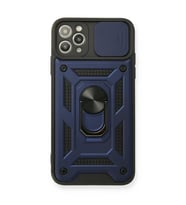 Apple iPhone 11 Pro Max Kılıf Pars Lens Yüzüklü Silikon - Lacivert