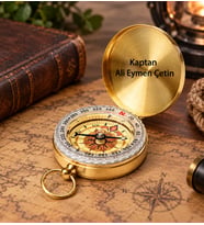 Kişiye Özel Vintage Fosforlu Pusula Dekoratif Pirinç Kapaklı Denizci Pusulası