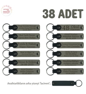 Kül Gri & Lacivert, Özel Günler İçin, 38'li Anahtarlık Set, Adınıza Tasarlanmış İsimli Anahtarlıklar