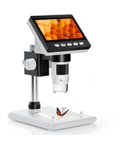 1000X Dijital Mikroskop 1080P LCD Ekran USB HD Mikroskop, 50X-1000X Büyütme, 8 LED Aydınlatma, 2MP Kamera ve Şarj Edilebilir Batarya (Düz Beyaz)