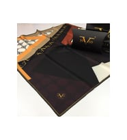 Geometrik Desen Black Seri Twill Eşarp Eşarp Askısı ile Birlikte 90x90 cm Kahve 