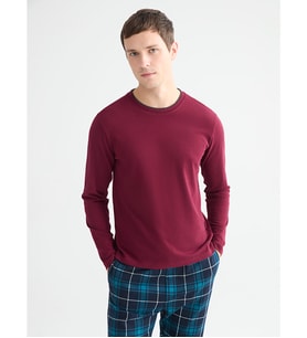 LC WAIKIKI Bordo Bisiklet Yaka Uzun Kollu Erkek Pijama Üst