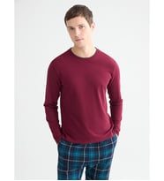 LC WAIKIKI Bordo Bisiklet Yaka Uzun Kollu Erkek Pijama Üst