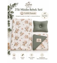Battaniyeli 3'lü %100 Pamuk Müslin Bebek Alt Açma Seti – Alt Açma Minderi,